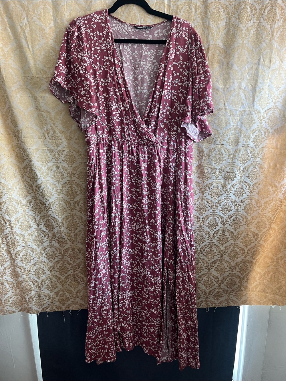BloomChic Mauve Floral Wrap Dress - Picture 2 of 6